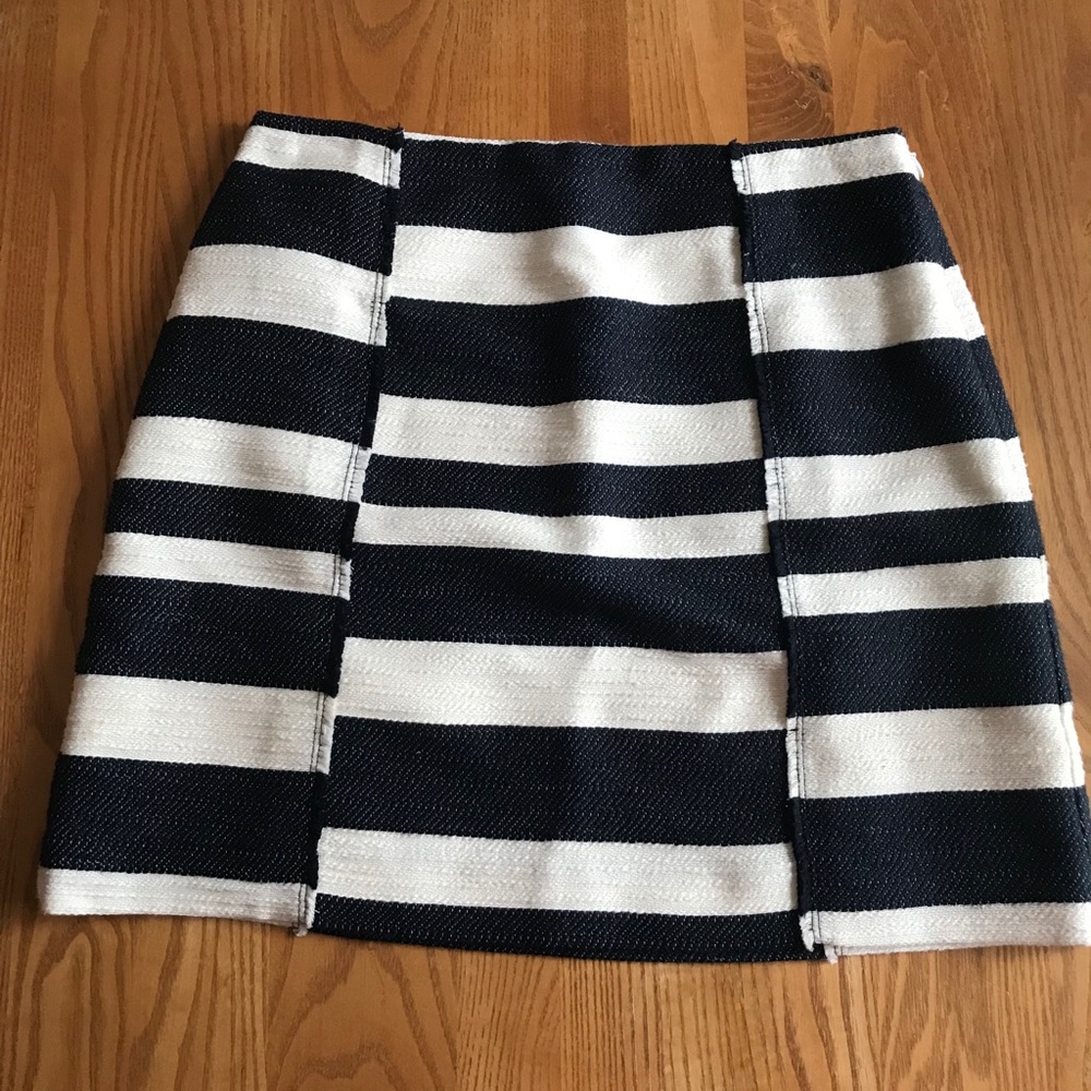 LOFT Navy and White Stripe Skirt